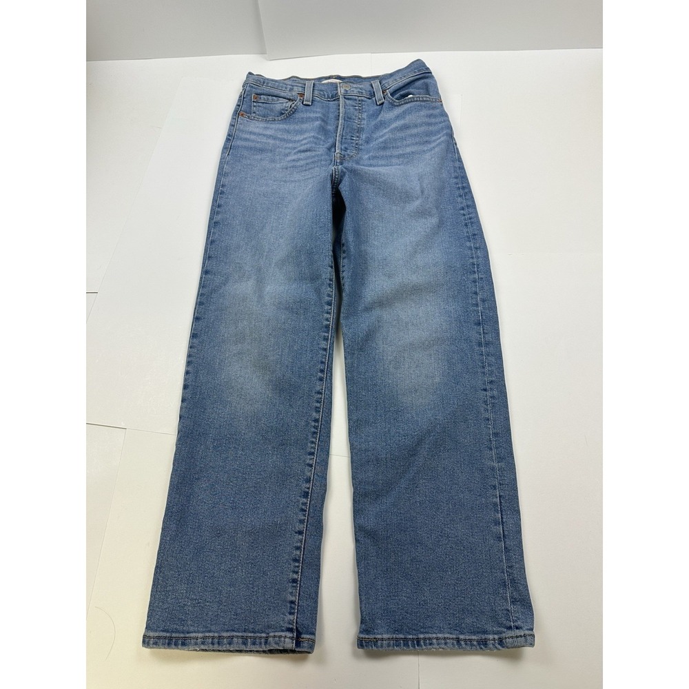 Levi's Ribcage Jeans Women 28x26 Blue Cotton Denim Straight Ankle Button-Fly